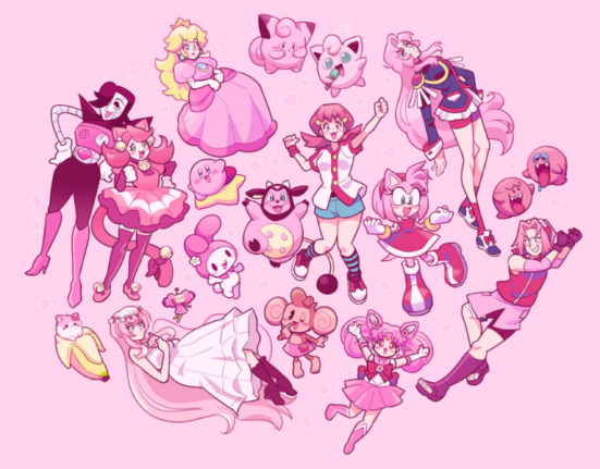 Pink caratoon Characters