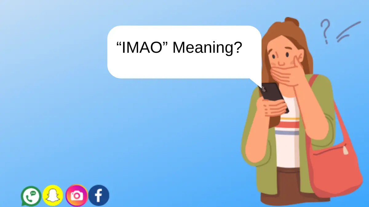 a girl thinking "imao" meaning in texting